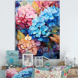 Blue And Orange Hydrangea Blooming II - Floral Canvas Wall Art