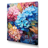 Blue And Orange Hydrangea Blooming II - Floral Canvas Wall Art