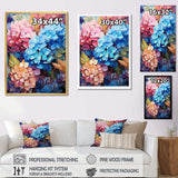 Blue And Orange Hydrangea Blooming II - Floral Canvas Wall Art