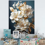 Baroque Hydrangea White And Gold I - Floral Canvas Wall Art