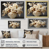 Baroque Hydrangea White And Gold VII - Floral Canvas Wall Art