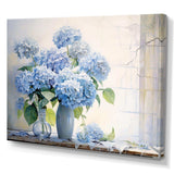 Blue Hydrangea Farmhouse Still Life - Floral Canvas Wall Art