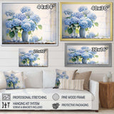 Blue Hydrangea Farmhouse Still Life - Floral Canvas Wall Art