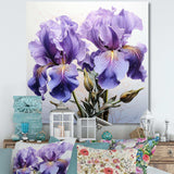 Purple Irises Realistic Splendor - Floral Canvas Wall Art