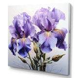 Purple Irises Realistic Splendor - Floral Canvas Wall Art