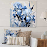 Blue And White Garden Of Irises - Floral Canvas Wall Art