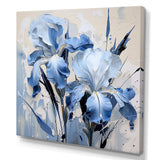 Blue And White Garden Of Irises - Floral Canvas Wall Art