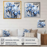 Blue And White Garden Of Irises - Floral Canvas Wall Art