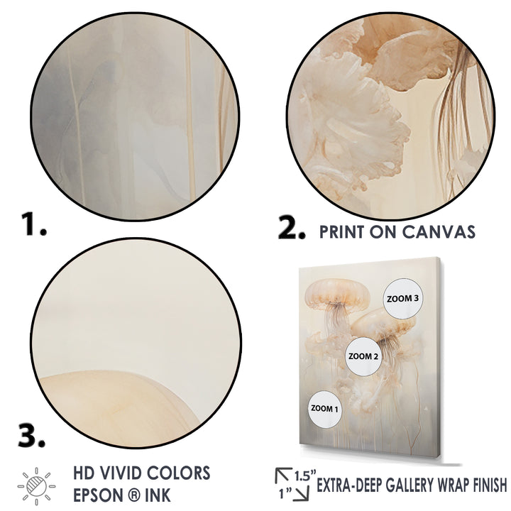 Minimalism White Jellyfish Dreams - Jellyfish Canvas Wall Art