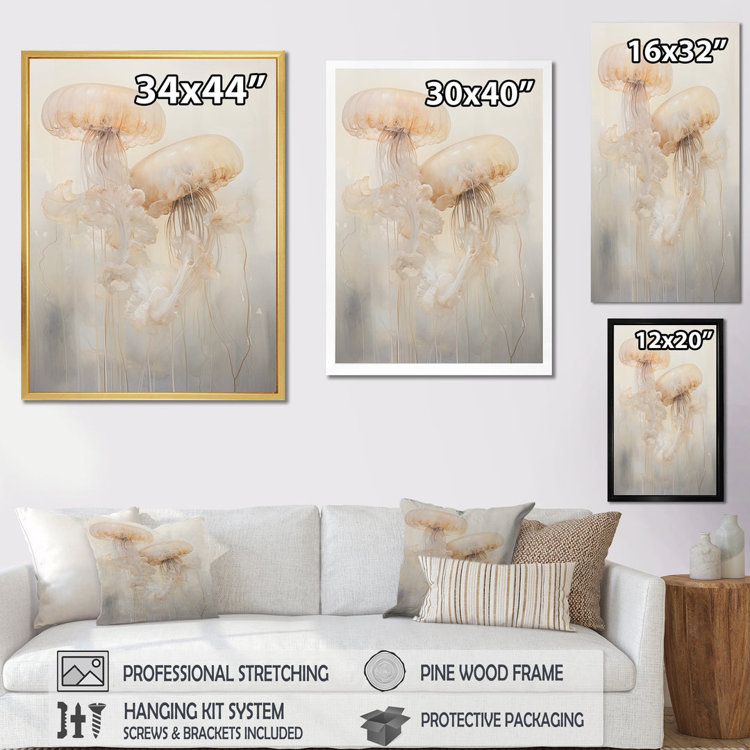 Minimalism White Jellyfish Dreams - Jellyfish Canvas Wall Art