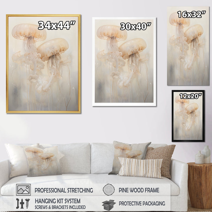Minimalism White Jellyfish Dreams - Jellyfish Canvas Wall Art