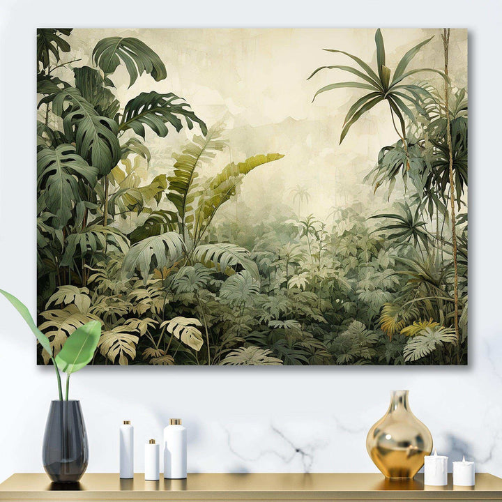 Vintage Jungle Landscape - Landscapes Canvas Wall Art