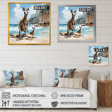 Kangaroo Family In Australia Coast - Blue Kangaroo Wall Art