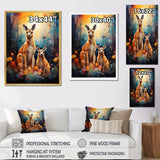 Cute Kangaroo Flower Oasis - Kangaroo Framed Canvas Art