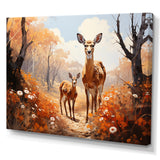 Wild Deer Golden Flower Kingdom - Deer Living Room Wall Art