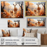 Wild Deer Golden Flower Kingdom - Deer Living Room Wall Art