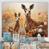 Kangaroo Golden Blooms Outback - Kangaroo Bedroom Wall Art
