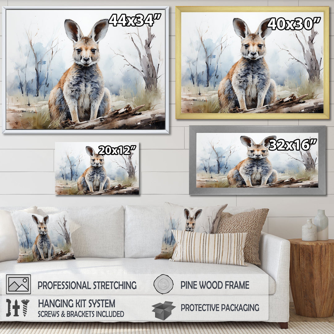 Minimalism Kangaroo Portrait - Kangaroo Canvas Wall Art