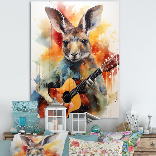 Colorful Kangaroo Playing Guitar - Kangaroo Wall Art Prints