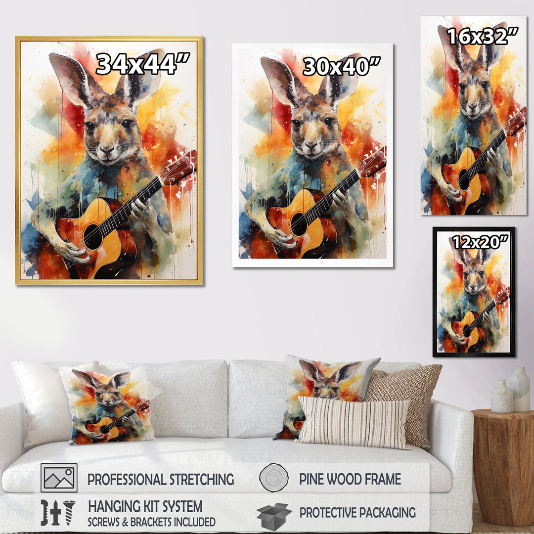 Colorful Kangaroo Playing Guitar - Kangaroo Wall Art Prints