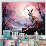 Moonlight Kangaroo Landscape - Pink Kangaroo Wall Art