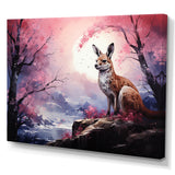 Moonlight Kangaroo Landscape - Pink Kangaroo Wall Art