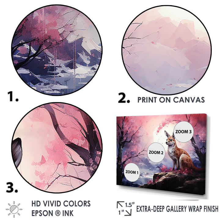 Moonlight Kangaroo Landscape - Pink Kangaroo Wall Art