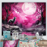 Moonlight Wolf Marvel - Pink Wolf Wall Art