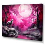 Moonlight Wolf Marvel - Pink Wolf Wall Art