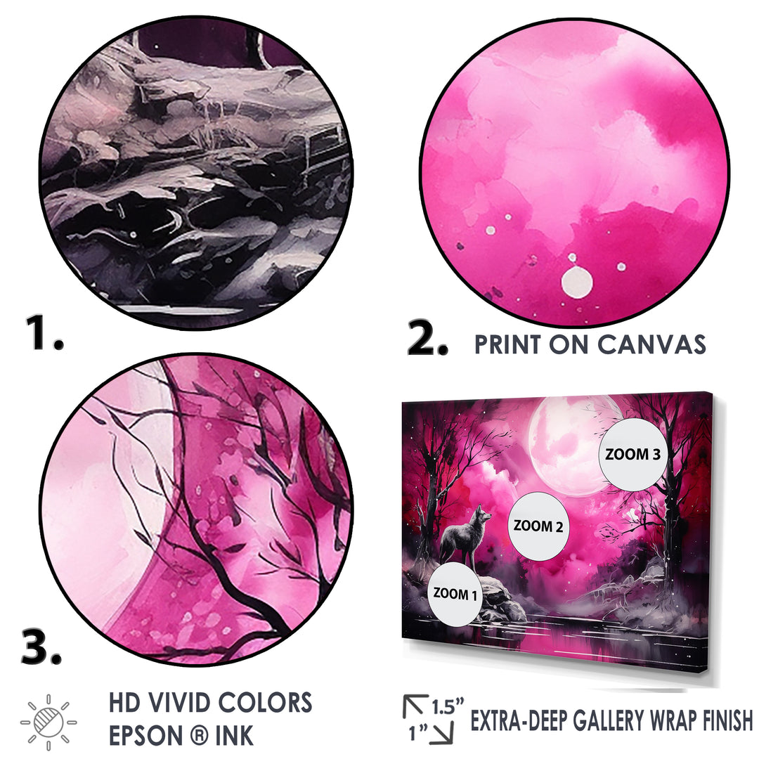 Moonlight Wolf Marvel - Pink Wolf Wall Art