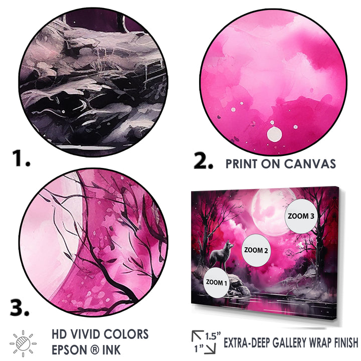 Moonlight Wolf Marvel - Pink Wolf Wall Art