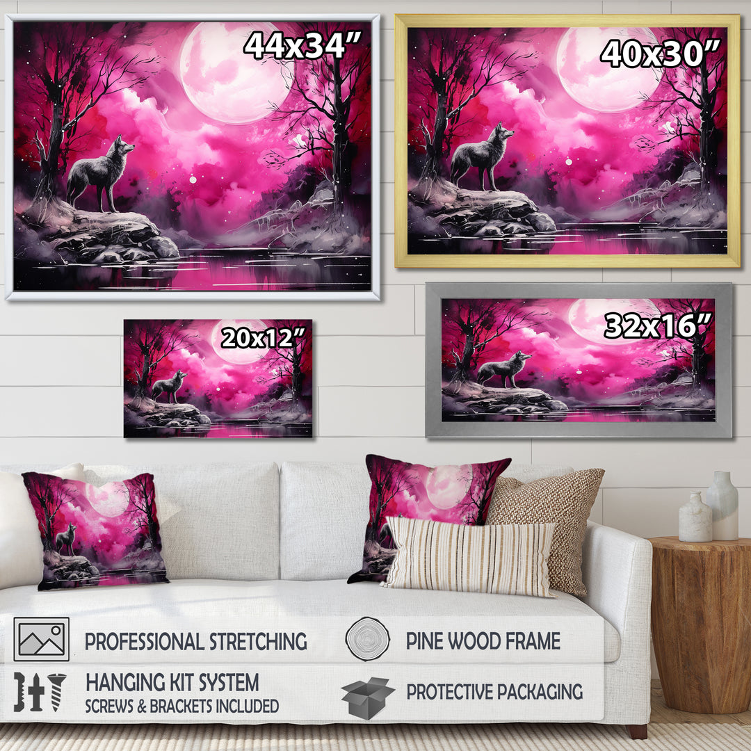 Moonlight Wolf Marvel - Pink Wolf Wall Art