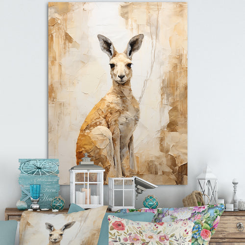 Minimal Charming Kangaroo - Kangaroo Large Canvas Wall Art