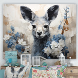 Graceful Floral Kangaroo - Kangaroo Living Room Wall Art