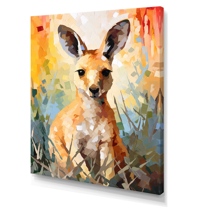 Colorful Kangaroo Mosaic Majesty - Kangaroo Canvas Wall Art