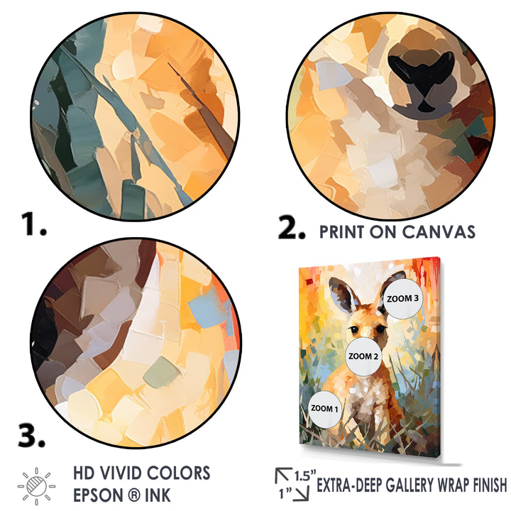Colorful Kangaroo Mosaic Majesty - Kangaroo Canvas Wall Art