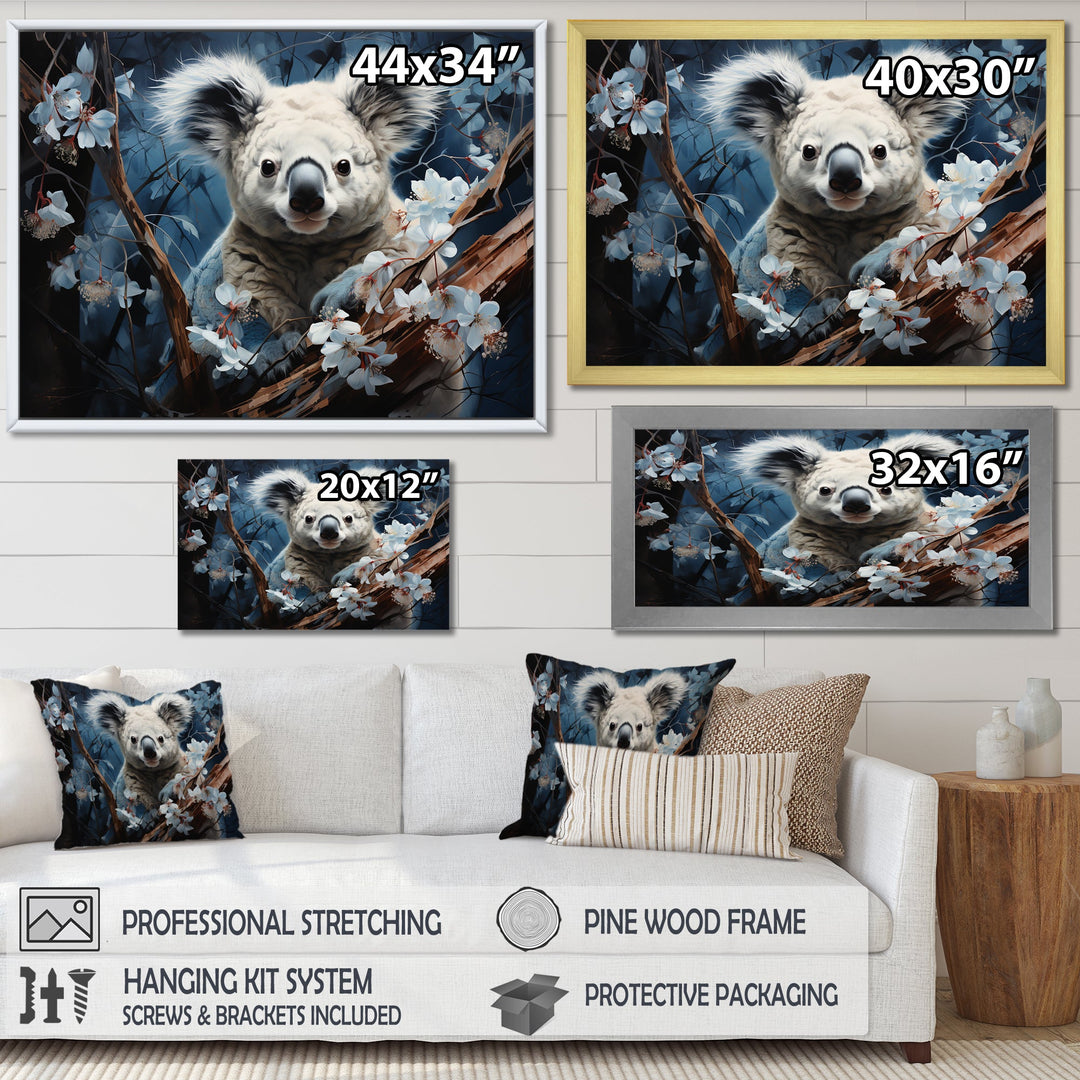 Cuddly Climbing Koala - Gray Koala Wall Art