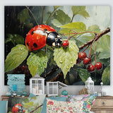 Botanical Ladybug Harmony - Ladybug Framed Canvas Art
