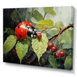 Botanical Ladybug Harmony - Ladybug Framed Canvas Art