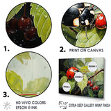 Botanical Ladybug Harmony - Ladybug Framed Canvas Art