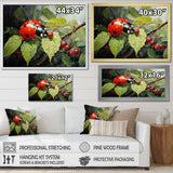 Botanical Ladybug Harmony - Ladybug Framed Canvas Art