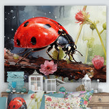Curious Ladybug Crimson Serenity - Ladybug Bedroom Wall Art