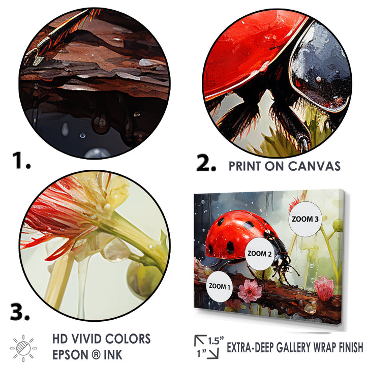 Curious Ladybug Crimson Serenity - Ladybug Bedroom Wall Art