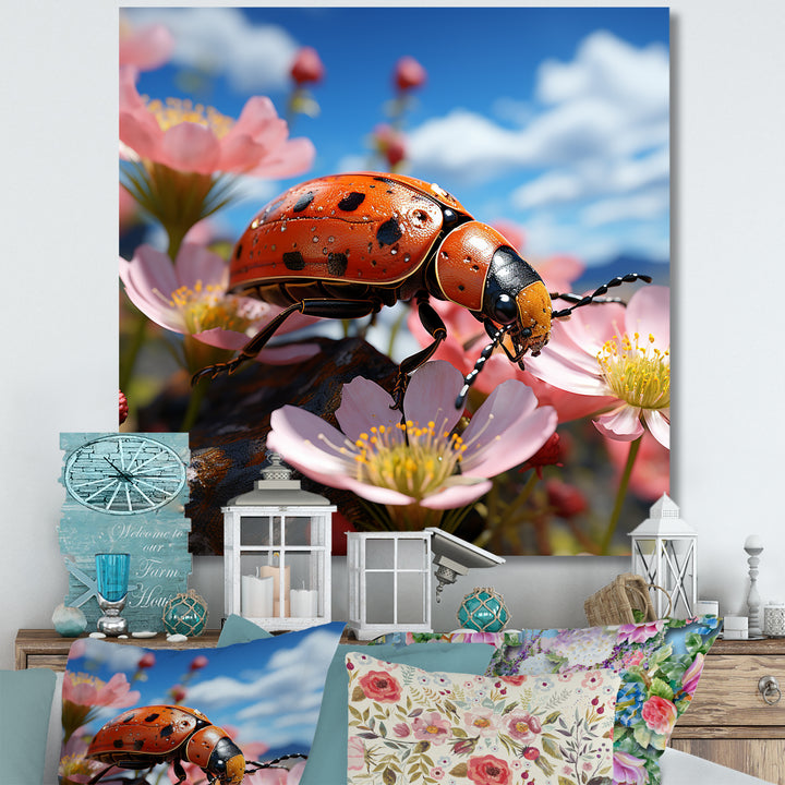 Crimson Ladybug Flower Wanderers - Ladybug Wall Decor