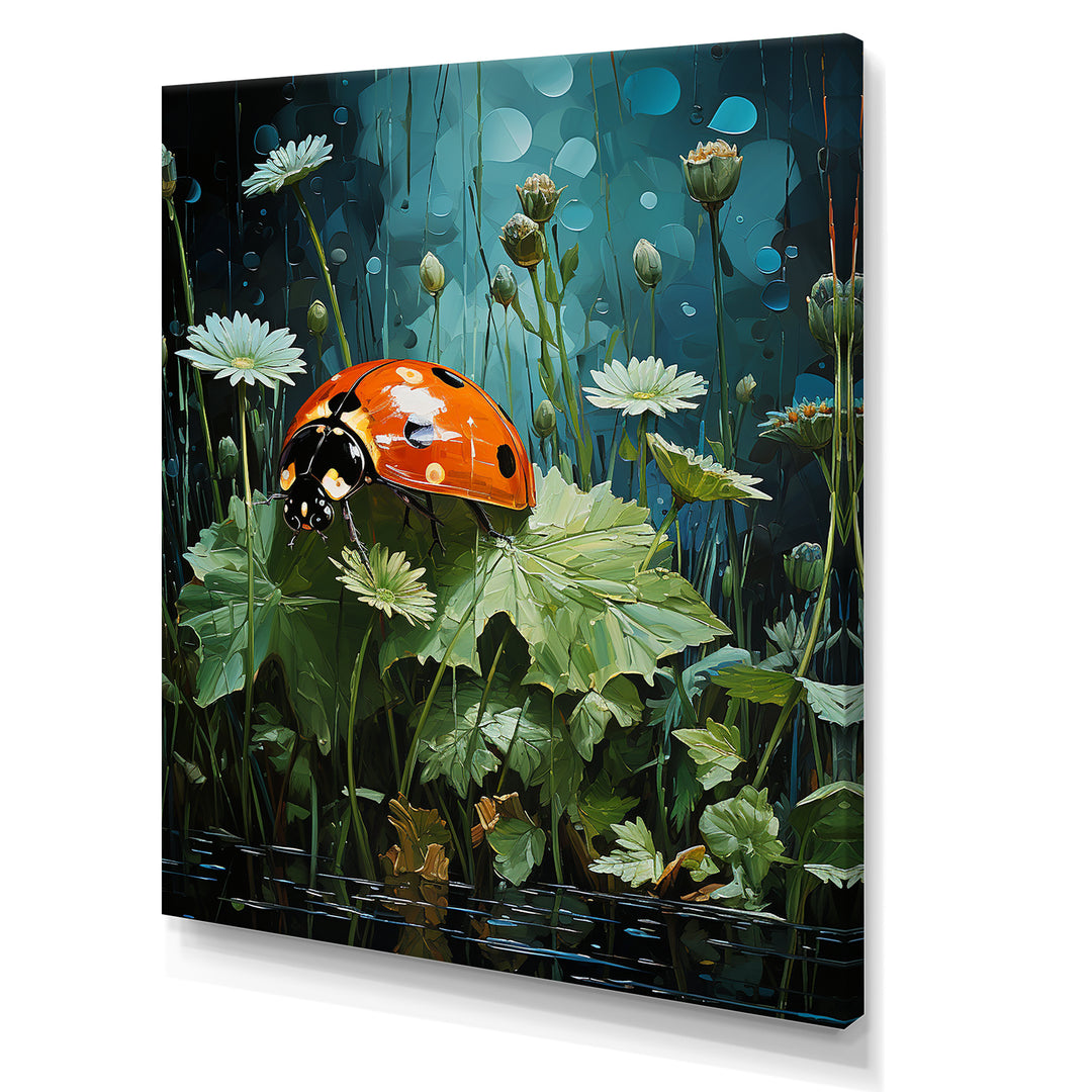 Ladybug S Blooming Emerald Garden - Red Ladybug Wall Art