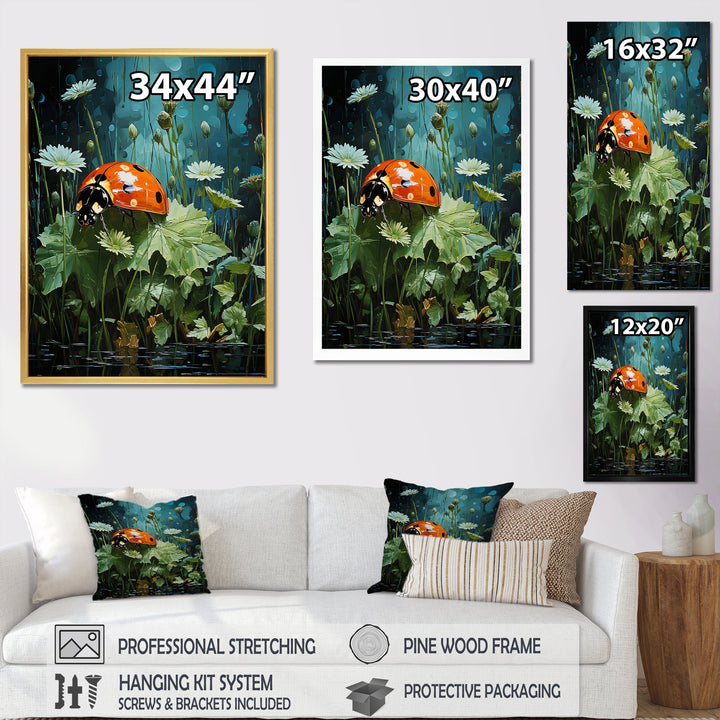 Ladybug S Blooming Emerald Garden - Red Ladybug Wall Art