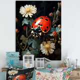 Ladybug Floral Nocturne - Ladybug Canvas Wall Art
