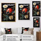Ladybug Floral Nocturne - Ladybug Canvas Wall Art
