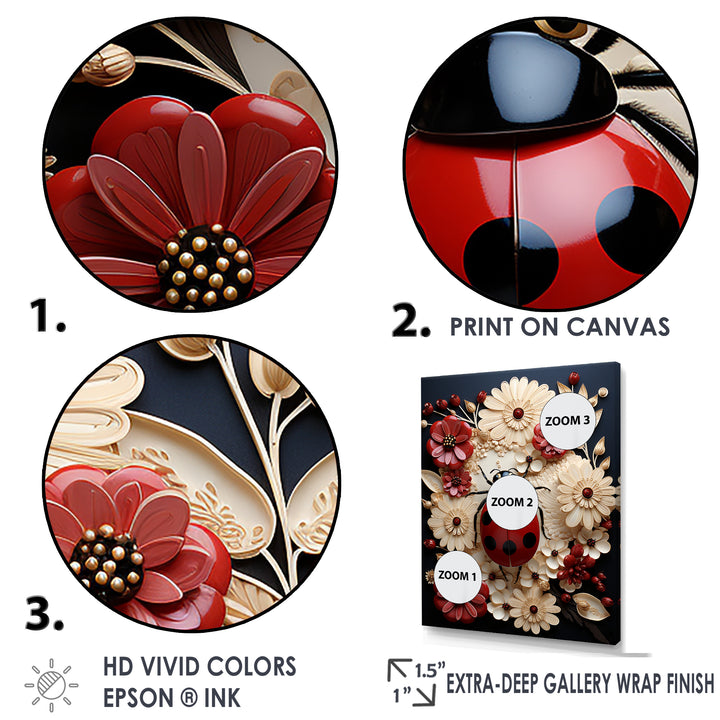 Curious Paper Mache Ladybug Garden - Ladybug Wall Decor