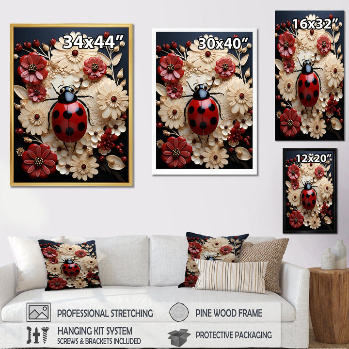 Curious Paper Mache Ladybug Garden - Ladybug Wall Decor